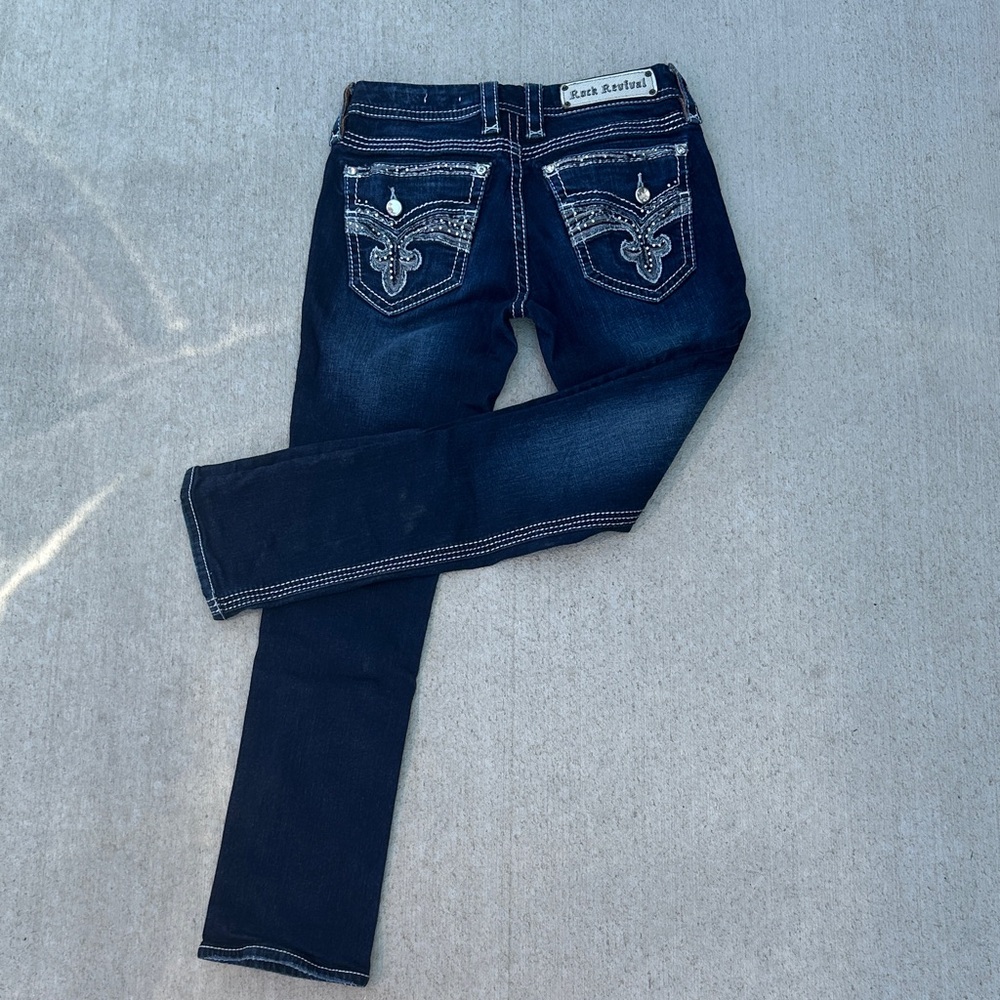 Dark Blue Rock Revival Jeans